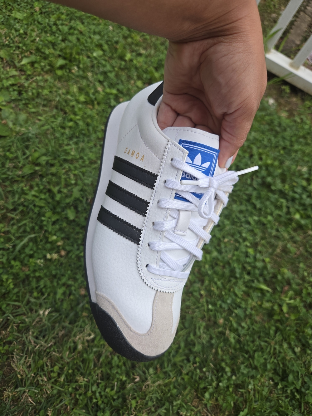 Adidas Samoa White Leather Sneakers with Black Stripes